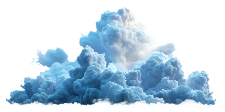 Fluffy blue clouds on transparent background