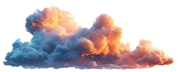 Vibrant sunset clouds on a transparent background