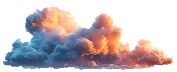 Vibrant sunset clouds on a transparent background