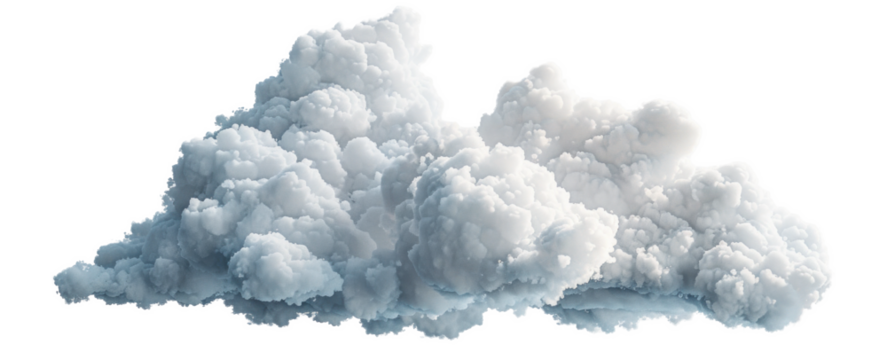 Fluffy clouds on a transparent background