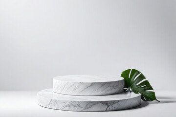 Realistic photographer white background in medium podium design illustration