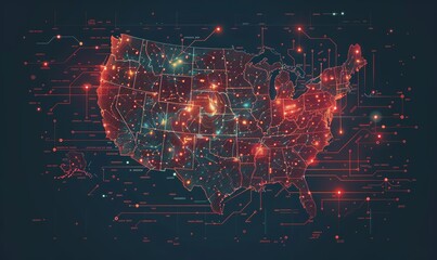 A map of a country highlighting areas where neural tech has been implemented in governing processes