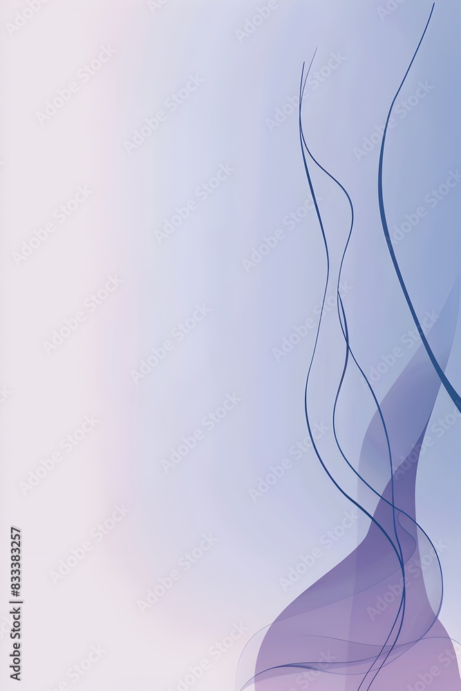 Poster a minimalistic background with a gradient of purple and blue, featuring an abstract wavy line at the