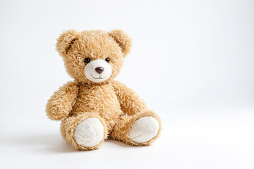 Obraz premium Plush Beige Teddy Bear Isolated on White Background