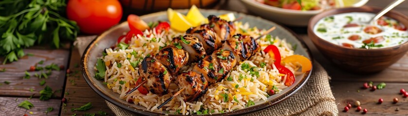 Experience the tantalizing flavors of the Mediterranean with our delectable Chicken Souvlaki