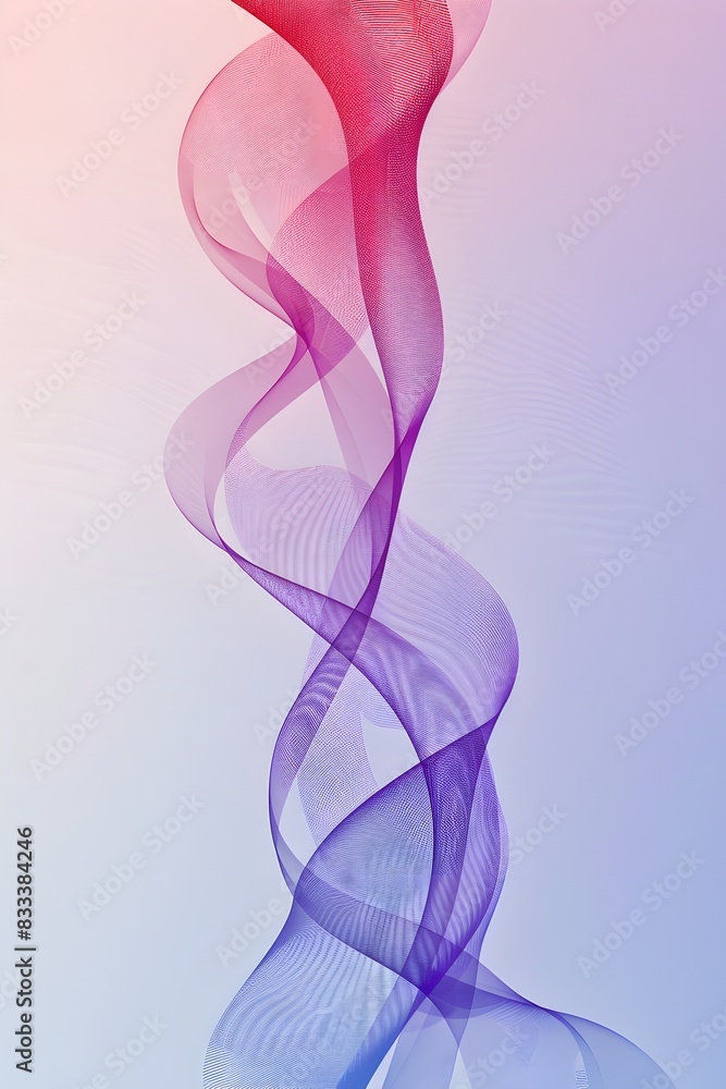 Poster a simple and minimalistic design featuring an abstract wavy line in purple against a gradient backgr