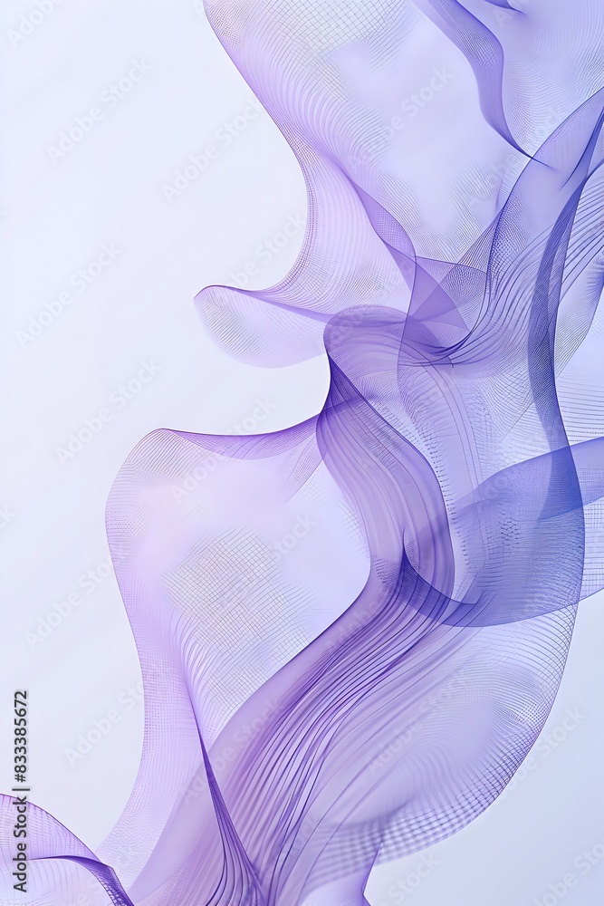 Poster a smooth wavy line in purple and blue, against an abstract gradient background with soft edges, crea
