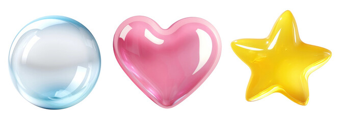 3d shape png cut out element set