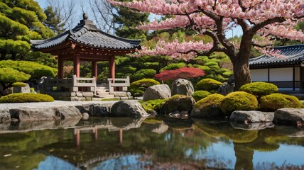 Obraz premium japanese garden in spring