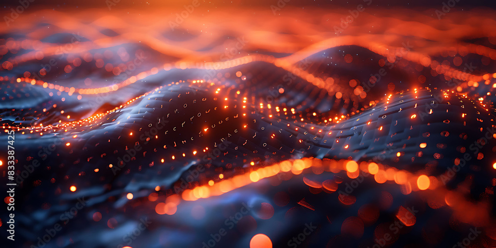 Wall mural closeup of holographic network interfaces within the cloud showing detailed data streams and virtual connections Macro Photography and RealTime Eye AF highlight the intricate digital precision