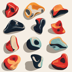 Organic abstract random shapes for pattern design element or background design. Solid colors, simple line, aesthetic line, flowing shapes.