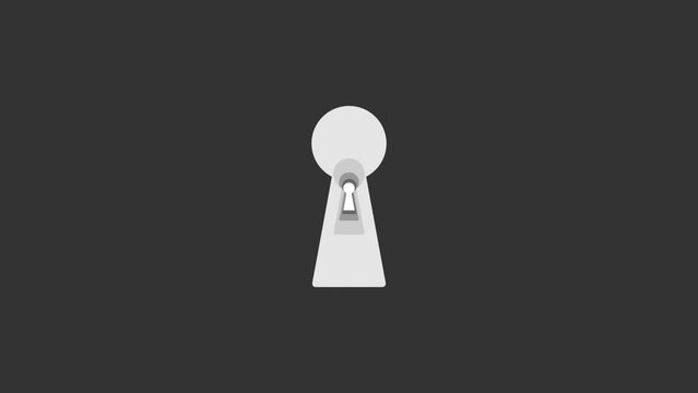 Abstract 3D keyhole tunnel. Abstract animation of keyhole icon forming the tunnel on white background. Animation concept of access.