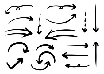 ペンの手書きの矢印セット_黒