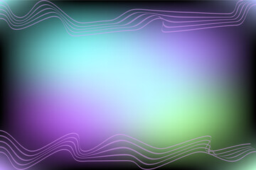 Dark abstract, watercolor background with glowing waves. Modern gradient with smooth wavy lines on watercolor background. Retro fluorescent bright multicolor gradient background. Vector illustration.