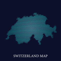 Obraz premium Modern halftone dot effect on dark background with map of Switzerland