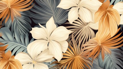 Tropical pattern in neutral colors wallpaper