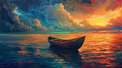 A Boat fantasy art style background
