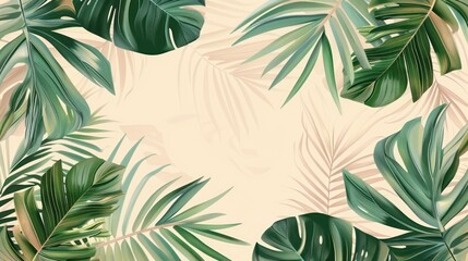 Tropical pattern in neutral colors wallpaper