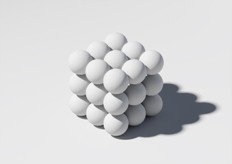 3d abstract minimal modern background. Set of balls.