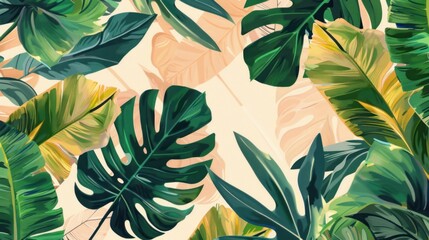 Fototapeta na wymiar Tropical pattern in neutral colors wallpaper