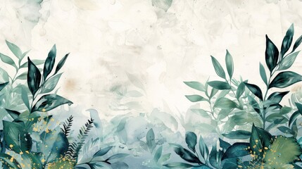 Watercolor botanical garden illustration wallpaper