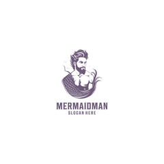 Mermaid man logo vector illustration
