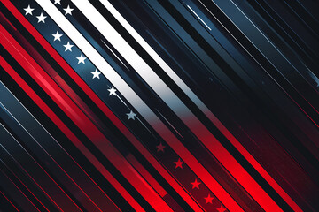 Modern header/footer illustration with sleek diagonal lines in US flag colors.