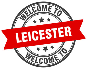 Welcome to Leicester stamp. Leicester round sign