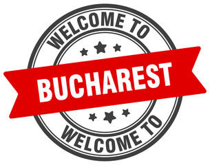 Welcome to Bucharest stamp. Bucharest round sign