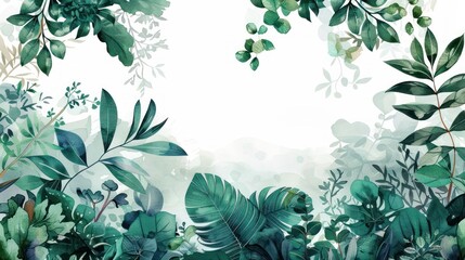 Watercolor botanical garden illustration wallpaper