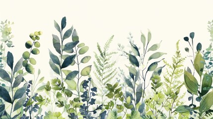 Watercolor botanical garden illustration wallpaper