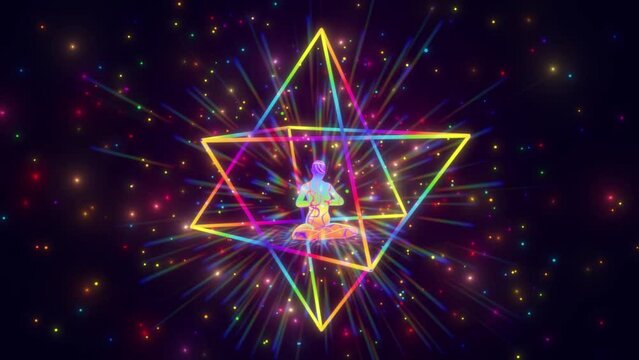 looped 3d animation radiance of the energy astral system of merkabah
