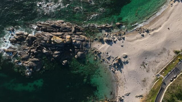 Praia de Lagos a vista de drone en Bueu Pontevedra