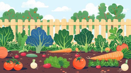 cartoon vegetable garden.