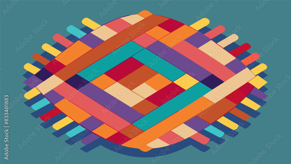 Poster the fusion of different textures colors and materials within a woven piece symbolizing the complexit