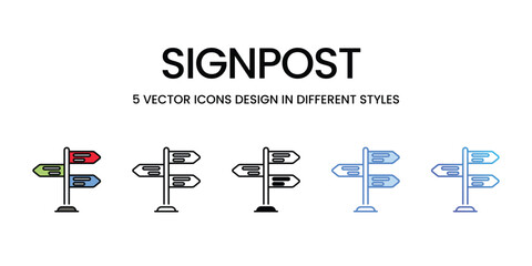 Signpost icons vector set stock illustration.
