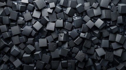 Abstract background of black cubes in varying sizes, creating a modern and geometric pattern.