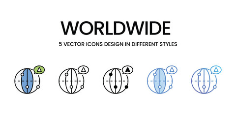 Worldwide icons vector set stock illustration.