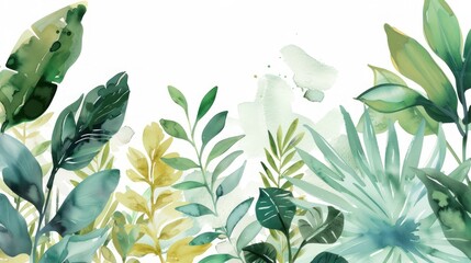 Watercolor botanical garden illustration wallpaper