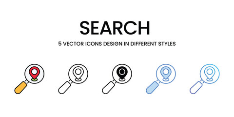 Search icons vector set stock illustration.