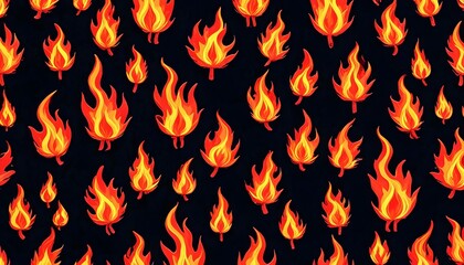Flame Pattern Seamless Illustration Fire Design Texture Background Heat