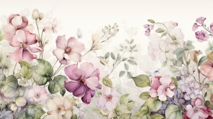 Watercolor botanical garden illustration wallpaper