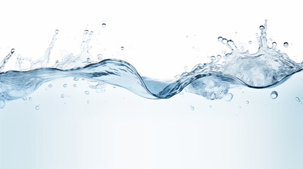 Isolated water splash in transparent background with blue bubbles and flowing motion	

