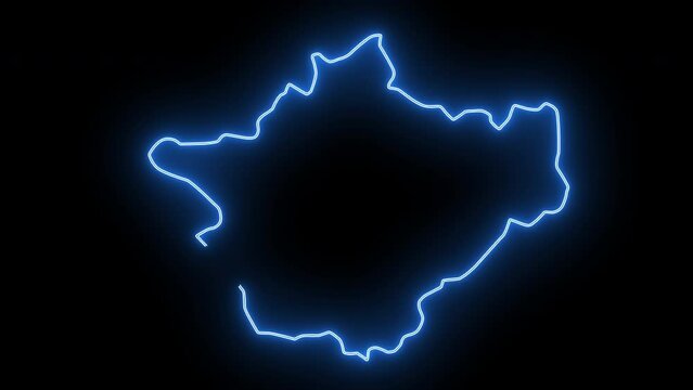 map of Cheshire in Connecticut with a neon effect that glows blue