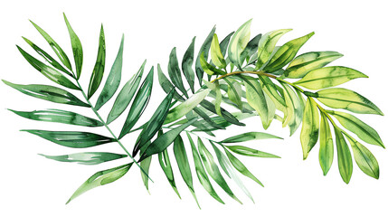 Obraz premium Green leaves of the plant on a transparent background.