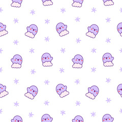 Cartoon cute happy kawaii characters. Seamless pattern. Lifestyle. Hand drawn style. Vector drawing. Design ornaments.