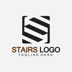 Stairs icon logo design vector illustration template