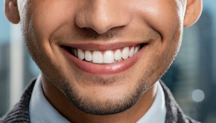 Fototapeta premium perfect male Hollywood smile close-up