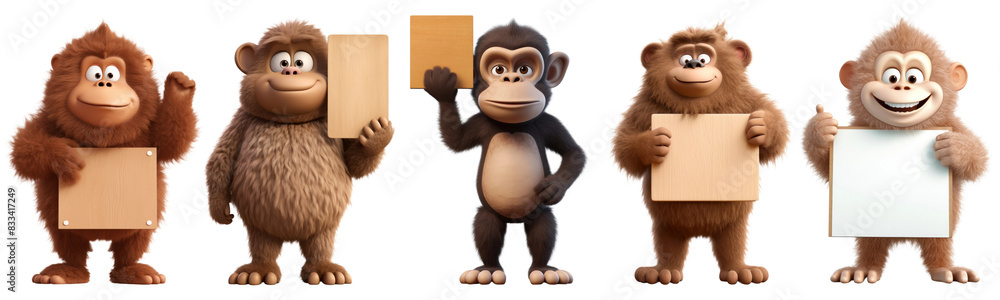 Poster 3d characters png element set on transparent background