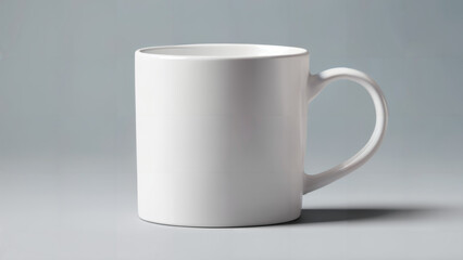 Obraz premium Minimalistic white ceramic mug mockup isolated on transparent background, angled view